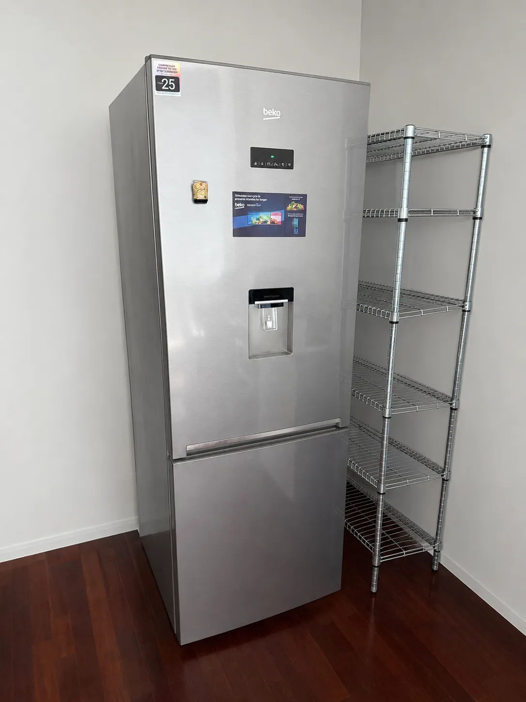 Beko RCNE560E40DZXBN fridge freezer, 510 L, water dispenser, grey, photo 1