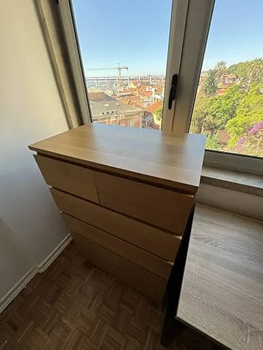High wooden commode with 6 cases, 123cm high