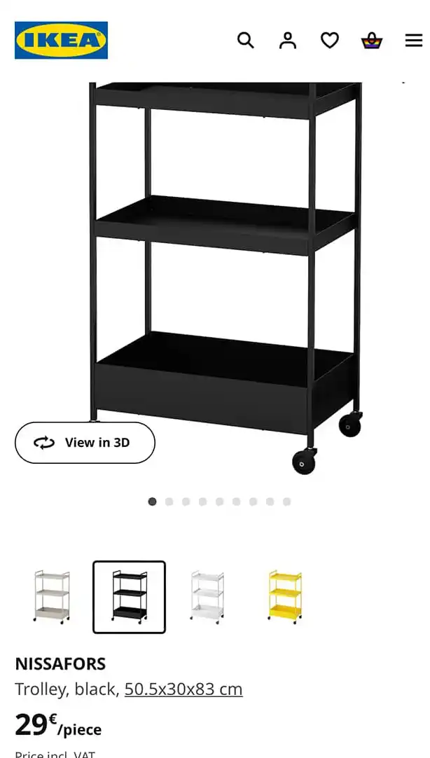 Trolley NISSAFORS Ikea, one black one white, 50.5x30x83 cm
