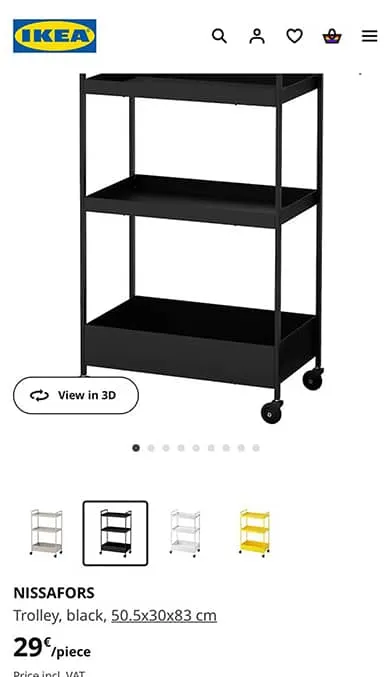 Trolley NISSAFORS Ikea, one black one white, 50.5x30x83 cm