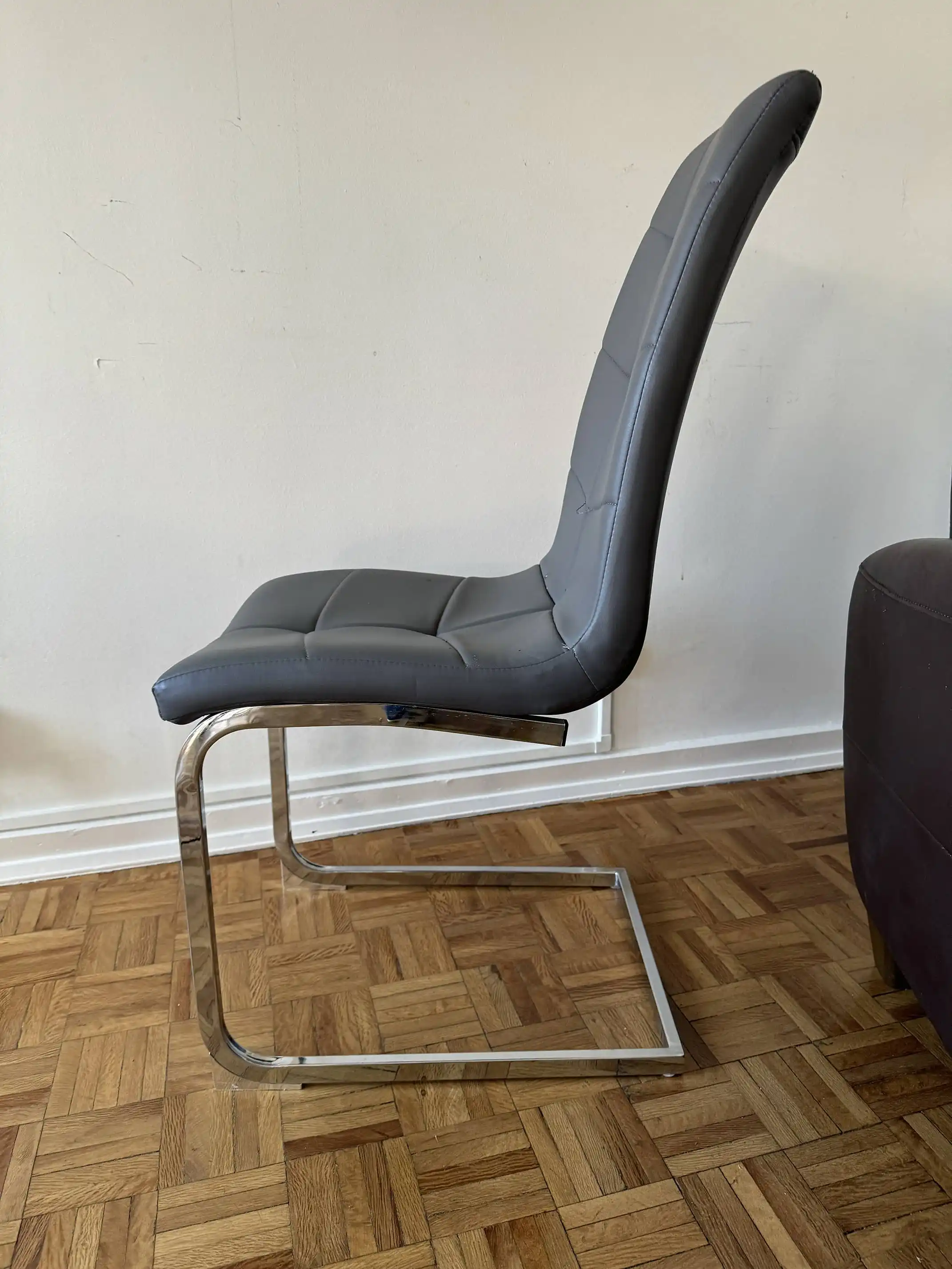 8 grey bendable chairs for glass dining table, modern look