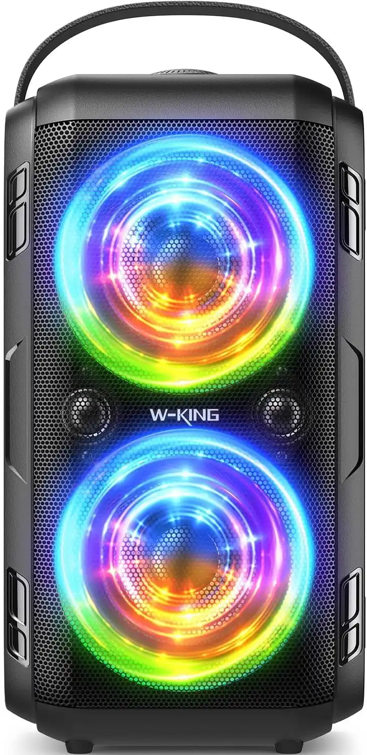 W-KING T9-2 Portable Bluetooth Party Speaker, 4 drivers, LED lights, USB and AUX, 37 cm, 3.8 kg