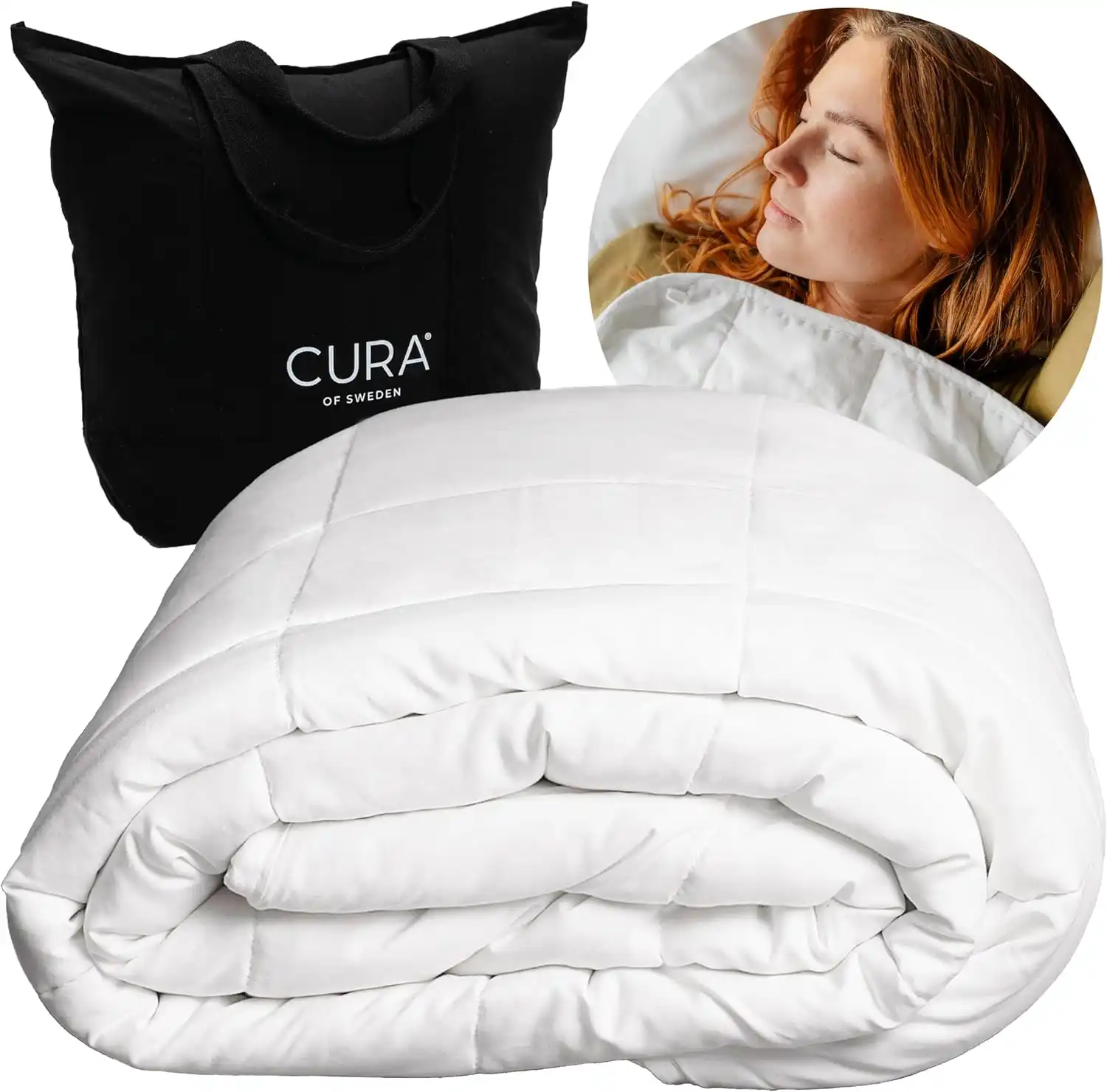 CURA of Sweden Pearl Classic Weighted Blanket, 150 x 210 cm, 9 kg, 100% cotton, glass bead filling