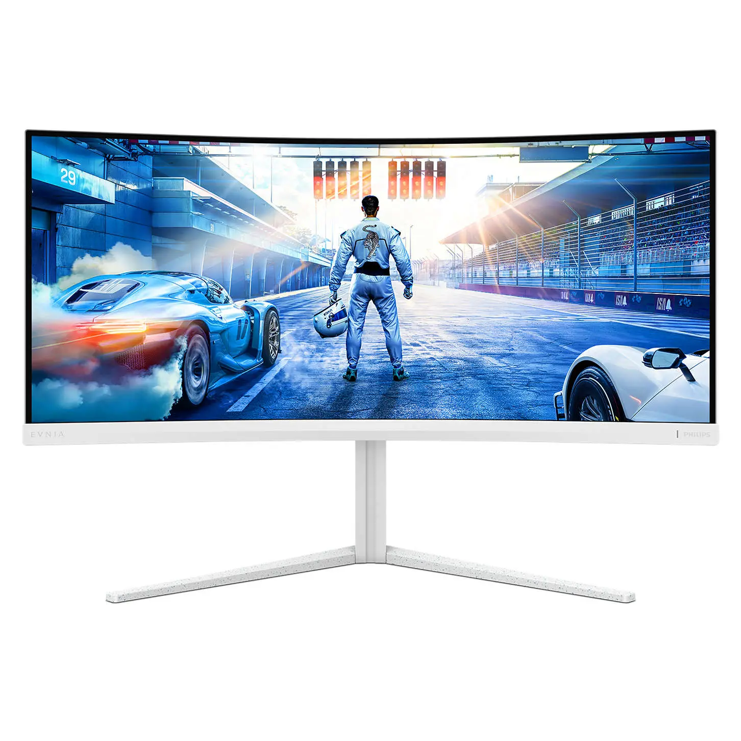 Philips Evnia 34M2C5501A 34" Curved Ultrawide Gaming Monitor, 3440x1440 180Hz, 1ms, HDR400, Ambiglow, white