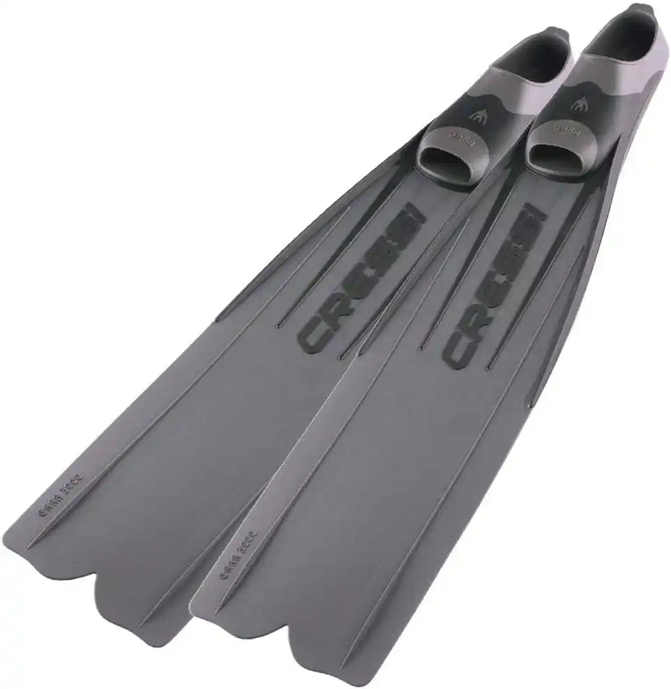 Cressi Gara 3000 LD long blade freediving fins, size EU 46/47, metallic silver, full foot pocket, 91 cm total with a 62 cm blade, made in Italy