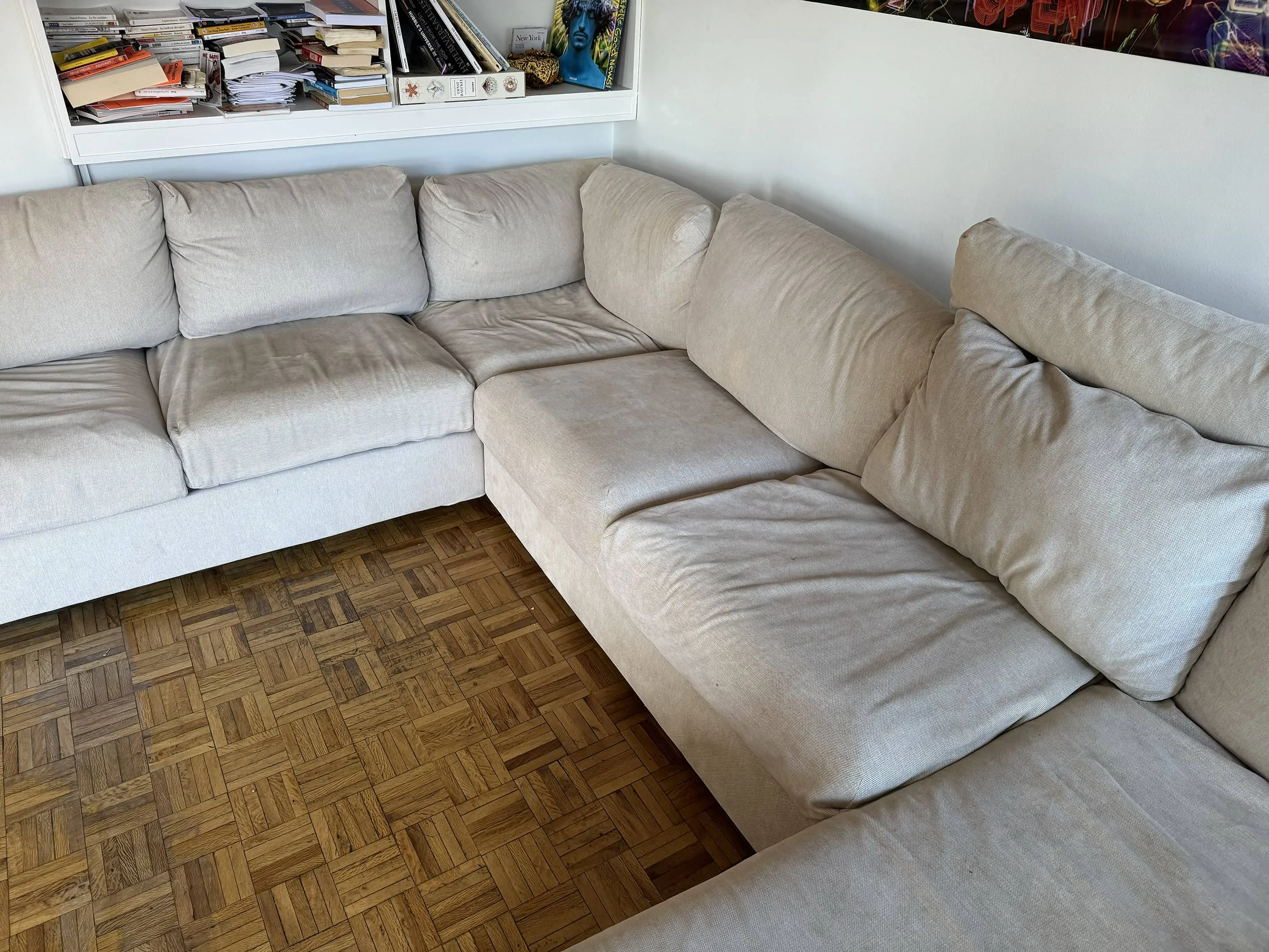 Corner Sofa 5-seat with chaise longue, Tresund fabric light beige, easily washable, IKEA Kivik, photo 5
