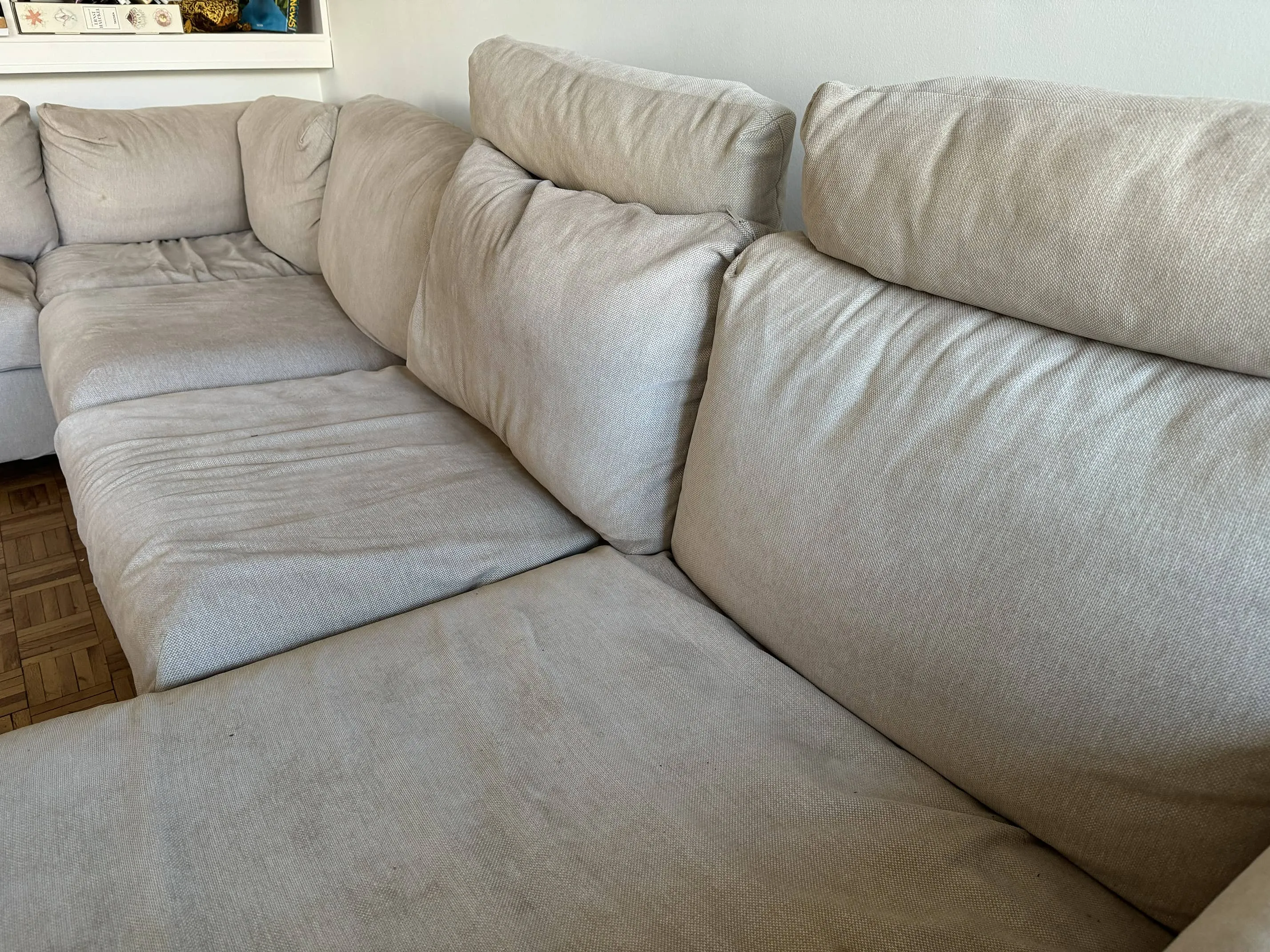 Corner Sofa 5-seat with chaise longue, Tresund fabric light beige, easily washable, IKEA Kivik, photo 7