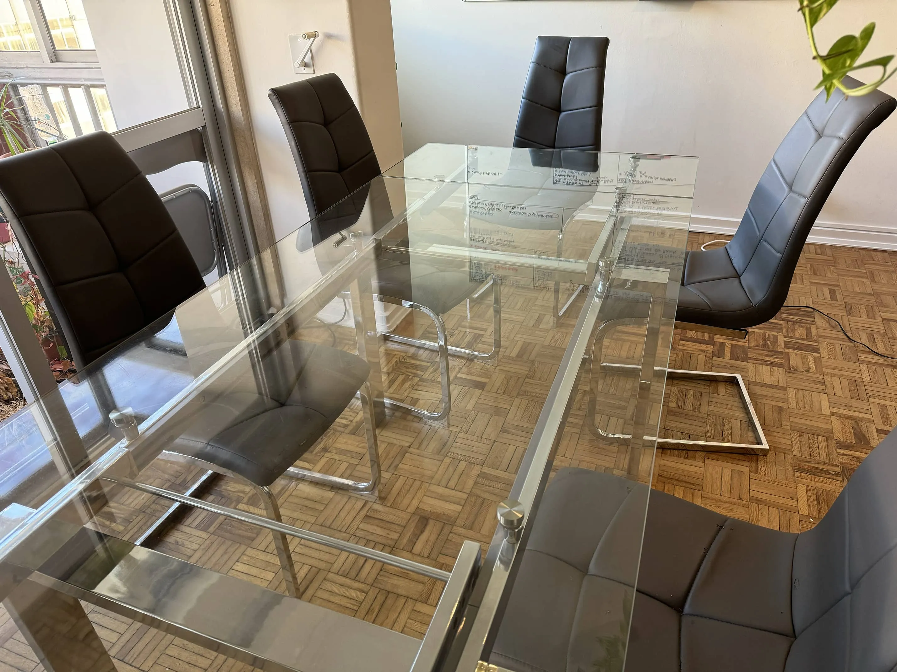 Long glass table 240 cm x 90 cm, extensible easily, photo 3