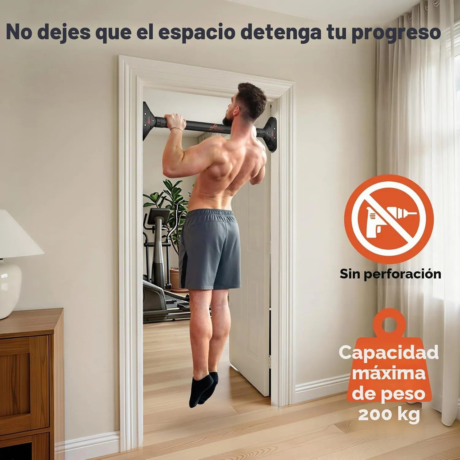 Sportneer Pull Up Bar for doorways, no screws, adjustable 75-94 cm, up to 200 kg, photo 2
