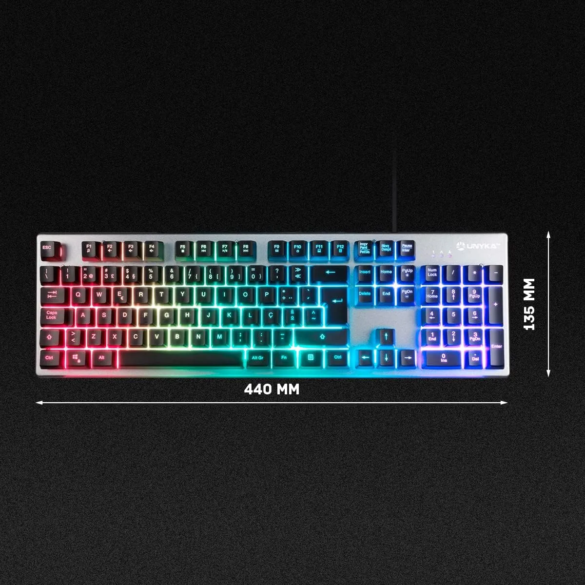 2 wired USB keyboards, take either or both: Unykach Nova K244 RGB in Portuguese layout, and Logitech K280e in US International layout, price is per keyboard, photo 2