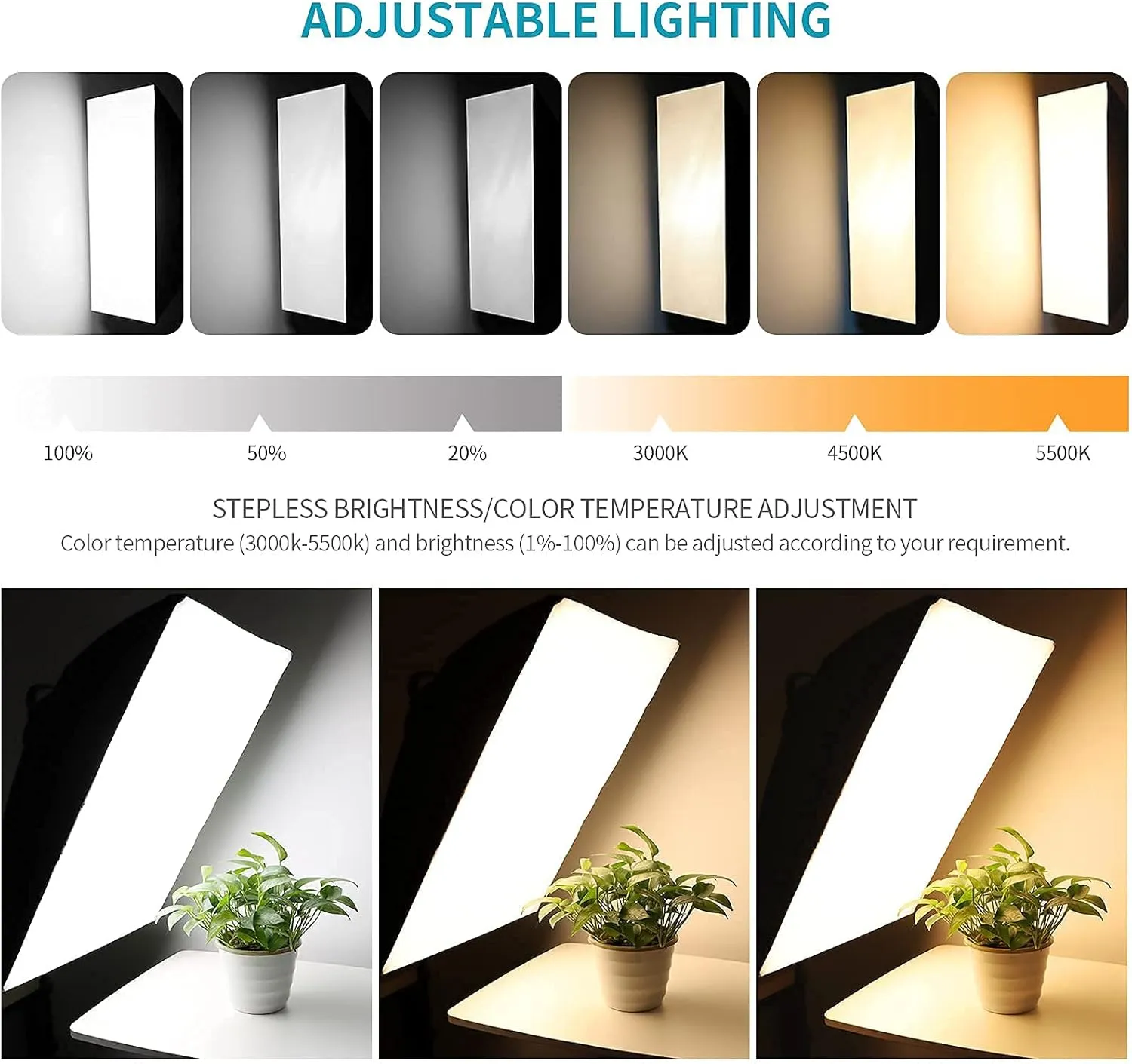 Vevelux Softbox Lighting Kit, 2 lights of 48W, 50x70 cm softboxes, adjustable 3000K-5500K with remote, photo 4