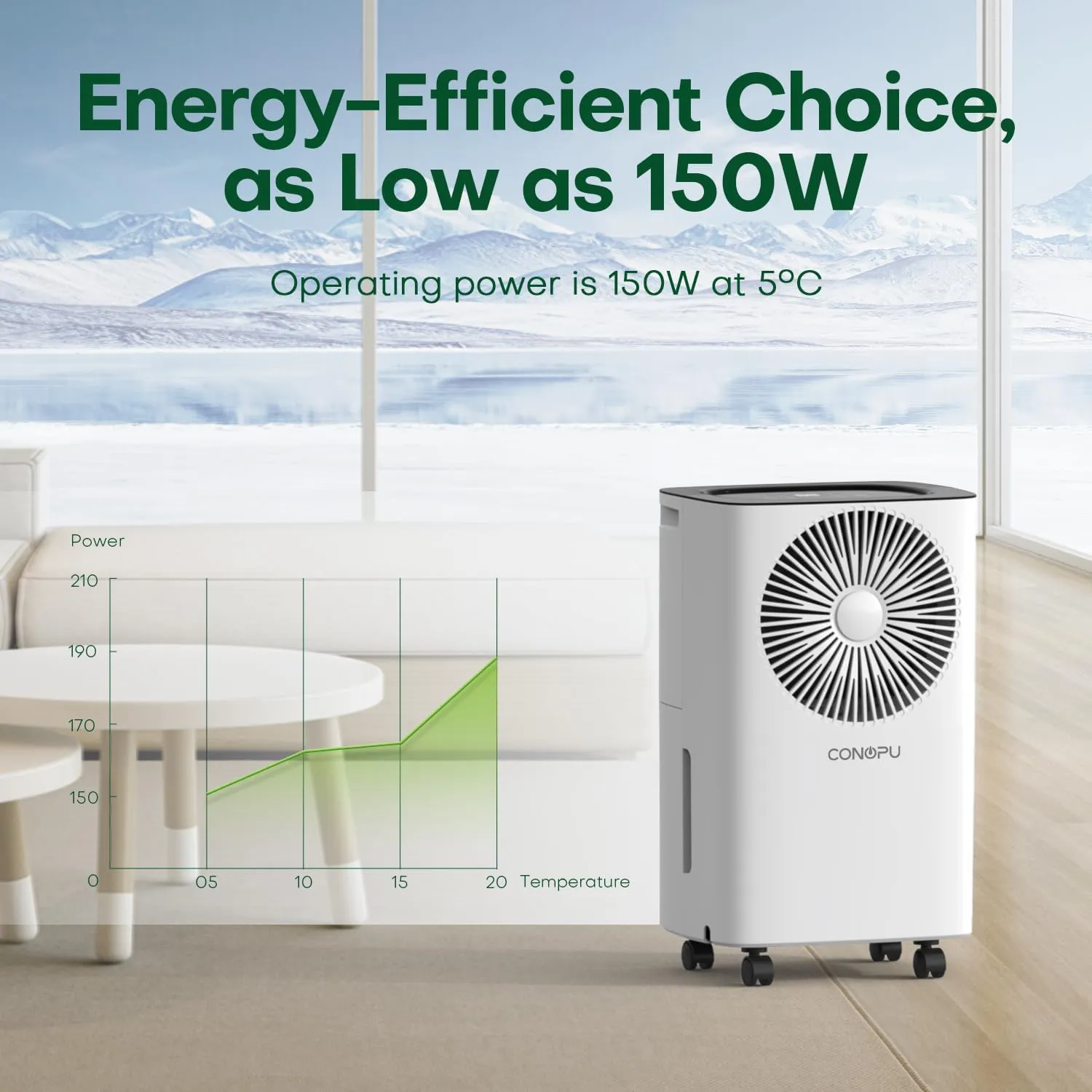 CONOPU Dehumidifier 12 L/day, continuous drain, auto mode, sleep mode, 24h timer, photo 4