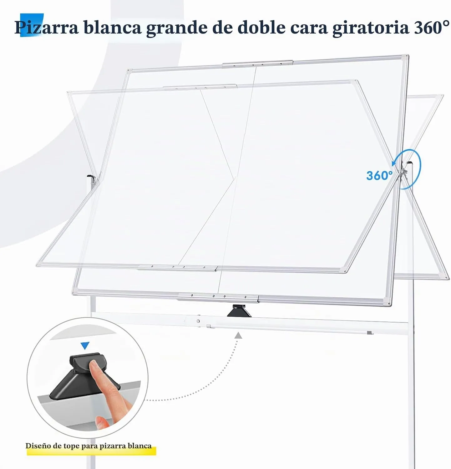 maxtek Mobile Whiteboard 120 x 90 cm, double sided and magnetic, aluminium frame on lockable wheels, photo 4